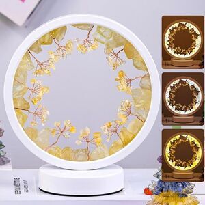 Round Shaped Citrine Gemstone Tree LED Nightlight Lamp